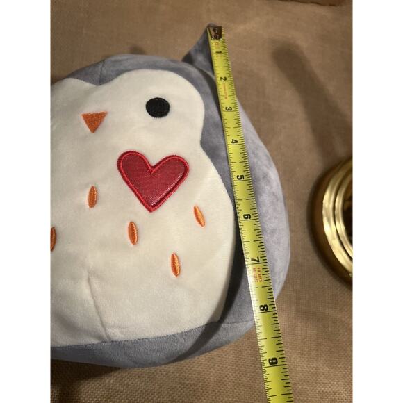 Squishmallows Kellytoy Gray Owl with Red Heart--Perfect for VALENTINES DAY - Picture 7 of 8